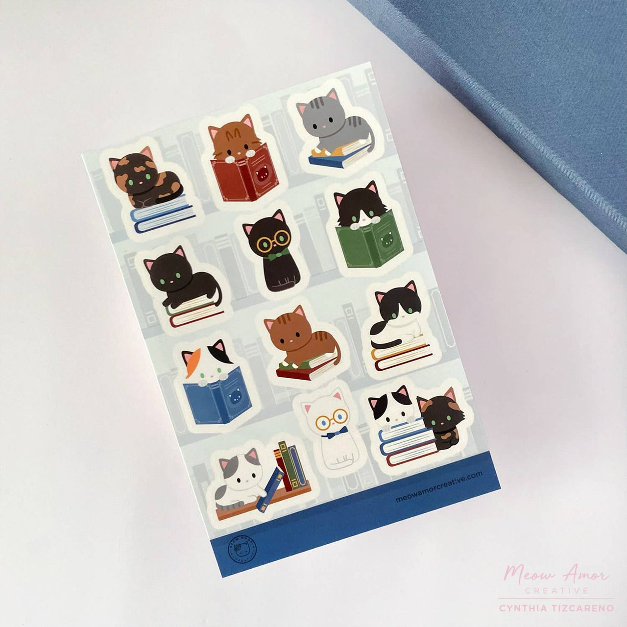 Book Cats Sticker Sheet
