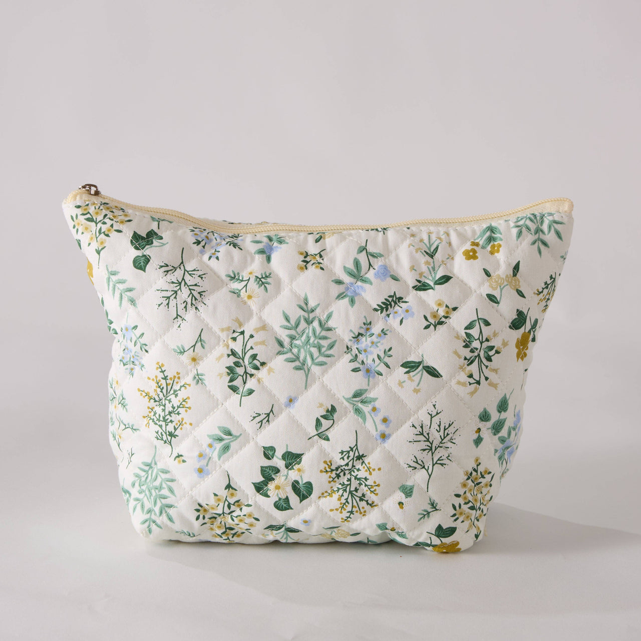 Garden Grace Floral Quilted Makeup Bag - Travel Toiletry Bag