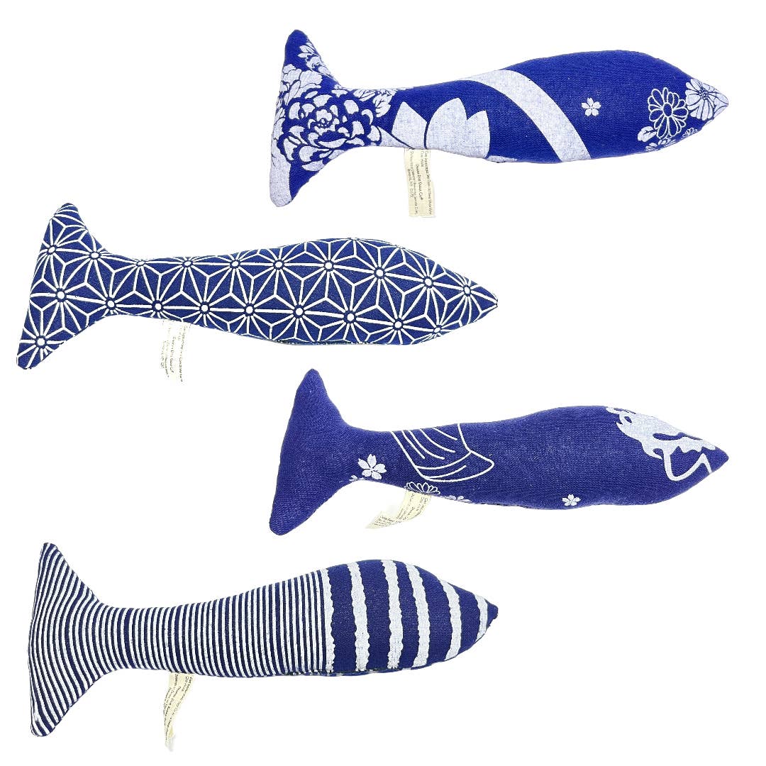 Catnip Kicker Toy, Indigo Fish, Assorted Prints