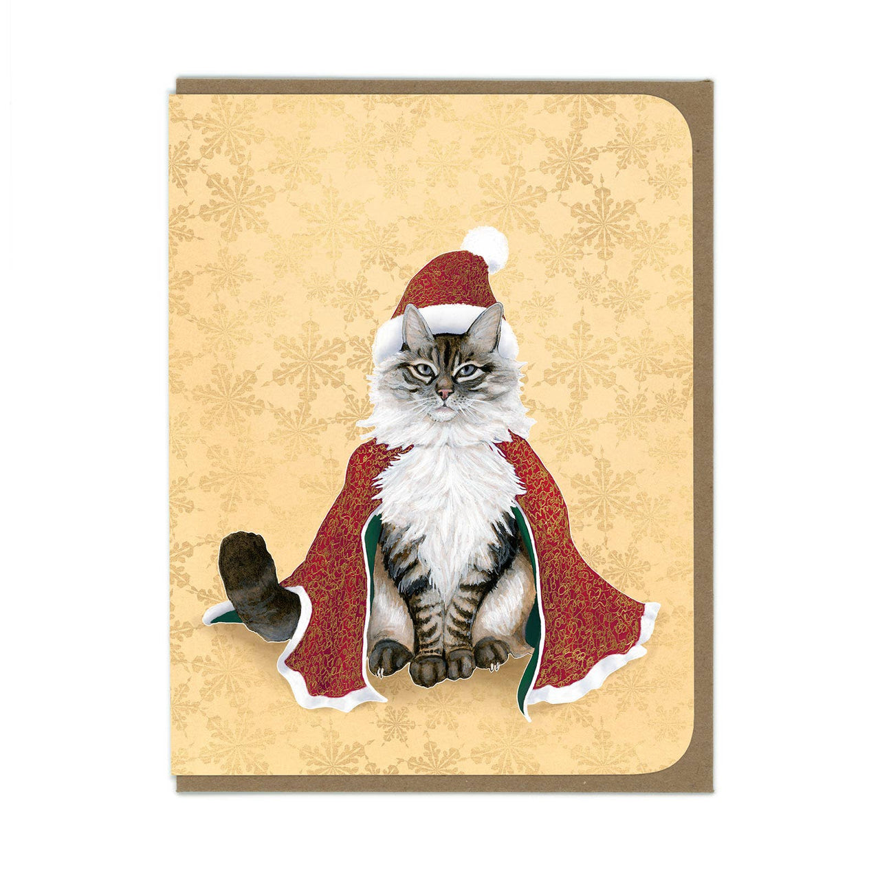 HOLIDAY - Fluffy Santa Cat - Blank Card