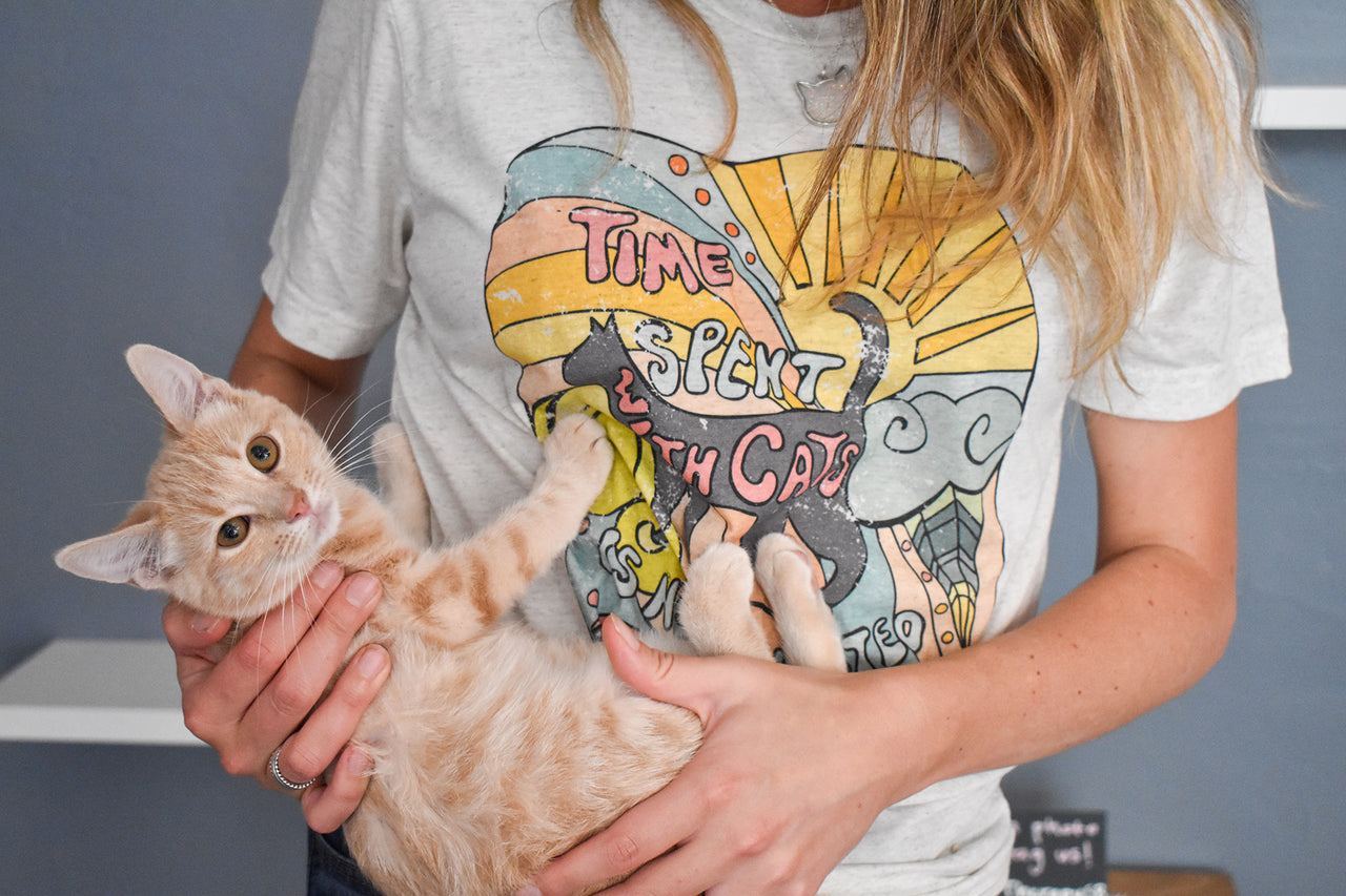 Time Spent With Cats Hand Drawn Super Soft Tee